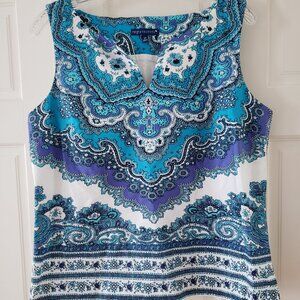Blue paisley sleeveless top
